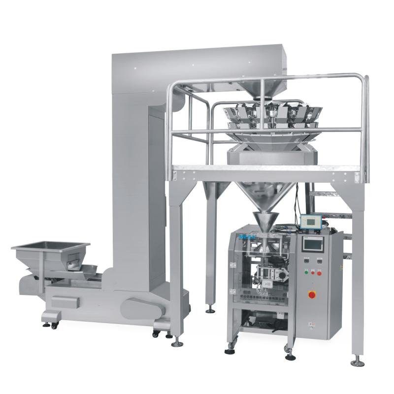 Complete scheme of vertical packaging machine with multi-head weigher for granules